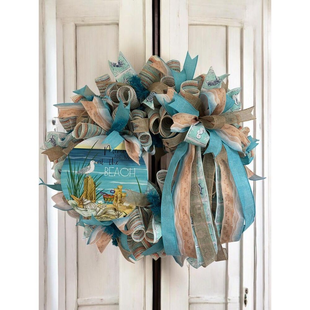 Beach Wreath for Front Door • Memories Are Made at the Beach • Coastal Summer